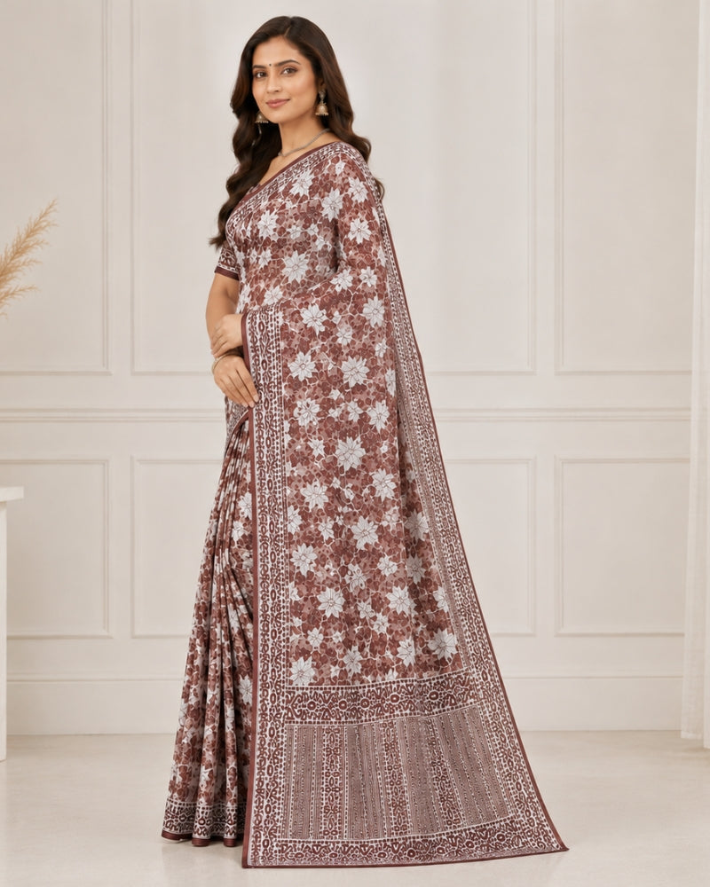 Elegant Printed Kota Doria Saree for Women