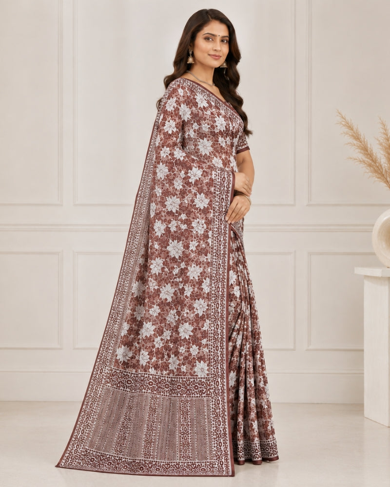 Elegant Printed Kota Doria Saree for Women